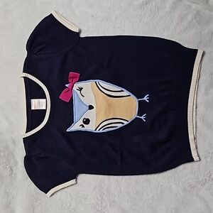 S(5-6) Blue owl short sleeve sweater